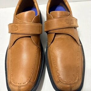 Dr. Comfort Frank Men's Tan Leather Adjustable Monk Strap, Slip On Shoes. 10